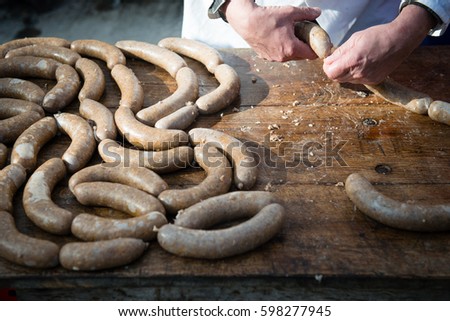 making of homemade sausages