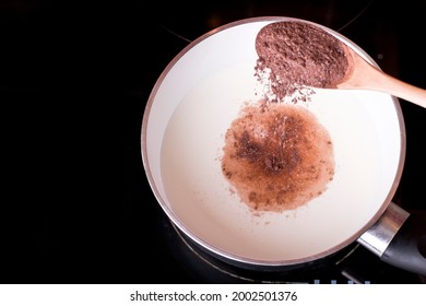 Making Hot Chocolate On Milk In A Pot