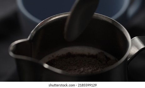 Making Hot Chocolate In Steel Pitcher, Wide Photo