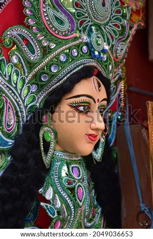Making of Idol of Goddess Durga at Kumartuli , Kolkata . Durga Puja is the greatest festivals of Bengalis. It is celebrated all over the India .  