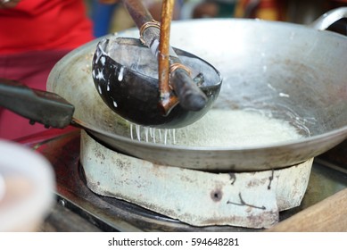 The Making Of Malay Traditional Food Named Kuih Karas Using Unique Mould.