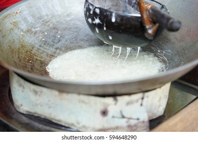 The Making Of Malay Traditional Food Named Kuih Karas Using Unique Mould.