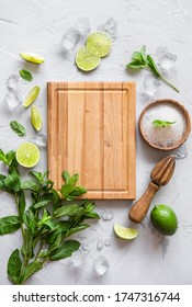 Making Mojito Cocktail At Home. Flat Lay.