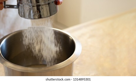 Making Pastry, Knead, Prosess, Bolt Flour Metal Dough Maker Bowl, Movement, Selectuve Focus, Healthy Food, Nutritious, Close Up, Horizontal, Copy Space,