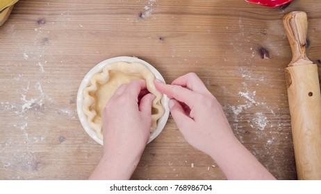 Making Pie Crust From Scratch To Bake Pumpkin Pie.