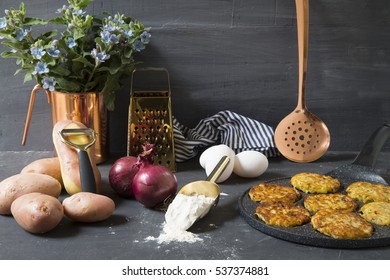 Making Potato Pancake  - Latke