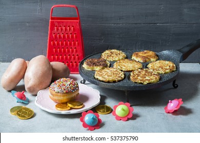 Making Potato Pancake  - Latke