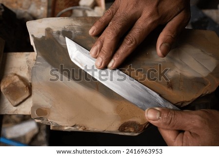 making process tanto blade with wet stone