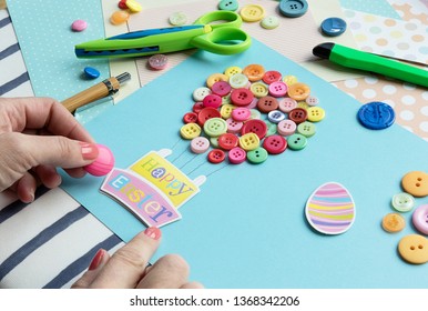 Making Scrapbookin Easter Card With Buttons