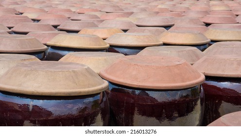 Making Soy Sauce Factory, Brewing Earthenware Pots. 