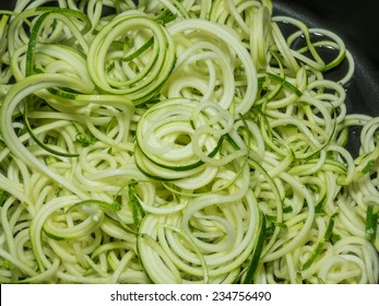 Making Of Spiral Zucchini Spaghetti Imitation Noodles.