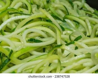 Making Of Spiral Zucchini Spaghetti Imitation Noodles.