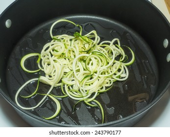 Making Of Spiral Zucchini Spaghetti Imitation Noodles.