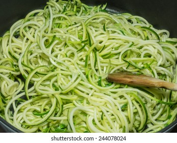 Making Of Spiral Zucchini Spaghetti Imitation Noodles.