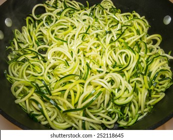 Making Of Spiral Zucchini Spaghetti Imitation Noodles.