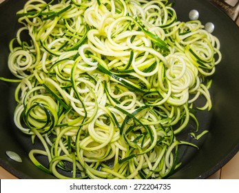 Making Of Spiral Zucchini Spaghetti Imitation Noodles.