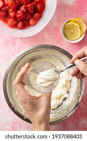 Making A Strawberry Parfait With Whipped Cream