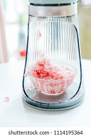 Making Strawberry Shaved Ice From A Shaved Ice Machine