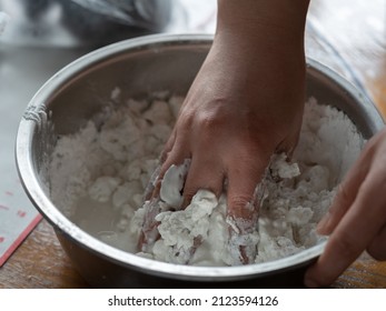 Making Sweet Dumplings (sesame 
 Tangyuan) At Home For Lantern (yuanxiao) Festival