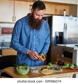 Making Tacos At Home In Kitchen