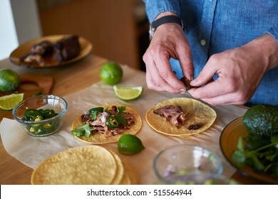 Making Tacos At Home In Kitchen