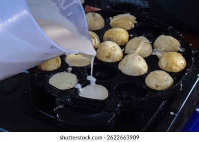 The making of takoyaki street food Indonesian style