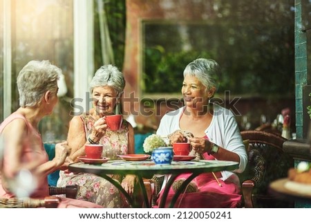 Making time to catch up with good old friends. Cropped shot of a group of senior female friends enjoying a lunch date.
