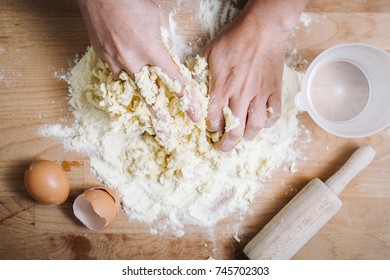 Making of the traditional italian pasta dough - Shutterstock ID 745702303