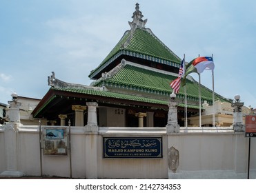 Malacca City, Malaysia - February 28th 2018: The current  Kampong Kling Mosque which dates back to 1872.