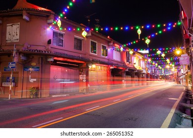 Malacca, Malaysia - 09 August 2014: Holiday Illumination On The Street Of Malacca During Hari Raya Puasa Celebrations On 09 August 2014, Malacca, Malaysia.