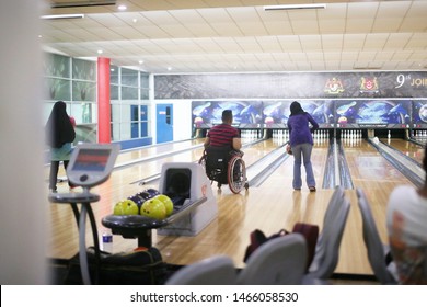 Malacca, Malaysia- 30 July 2019. Great and modern facilities for bowling game. All the player happy from the kids to disable person. Bowling it’s most popular game in Malaysia.