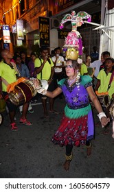 Malacca, Malaysia - Aug 18, 2014. Traditional Dancers On Night Street In Malacca, Malaysia. Malacca (Melaka) Was Listed As A UNESCO World Heritage Site Together With George Town On 2008.