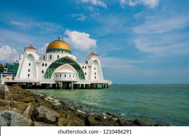 Malacca Straits Mosque Masjid Selat Melaka Stock Photo 1210486291 ...