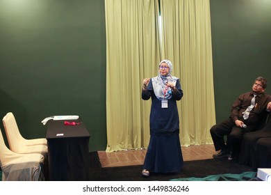 Malacca,Malaysia- 26 June 2019. A Invited Speaker Giving A Lecture In National Wound Care Conference 2019 Took Place At Mudzaffar Hotel Melaka.