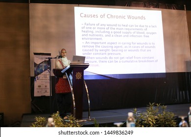 Malacca,Malaysia- 26 June 2019. A Invited Speaker Giving A Lecture In National Wound Care Conference 2019 Took Place At Mudzaffar Hotel Melaka.