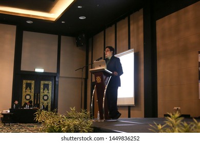 Malacca,Malaysia- 26 June 2019. A Invited Speaker Giving A Lecture In National Wound Care Conference 2019 Took Place At Mudzaffar Hotel Melaka.