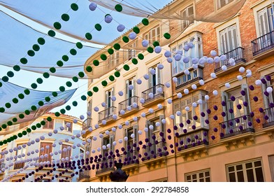 Malaga In Fair, Spain. Larios Street View.