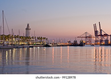 Malaga Port, Spain  At Night