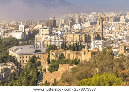 Similar – Image, Stock Photo Malaga, Spain. Elevated View, Cityscape View Of Malaga, Spain. Old Fort Walls And Residential Houses