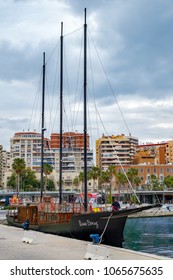 Malaga, Spain - April 10, 2018. Goleta Anne Bonny, Built In 1905, In The Port Of Malaga, Spain