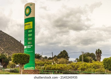 MALAGA, SPAIN - APRIL 8: Fuel Prices At A BP Gas Station On April 8th, 2022 In Malaga, Spain. To Offset Soaring Energy Costs, The Spanish Government Subsidises Gas Prices With 15 Cents Per Litre