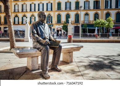 Malaga (Spain) June 2016. Pablo Picasso Bronze Statue in Plaza de la Merced, Malaga.
