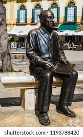 Malaga, Spain - March 11, 2017:  Statue Of Pablo Picasso