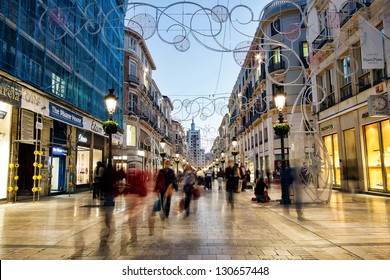 MALAGA, SPAIN - NOVEMBER 20: Calle Larios is a 300 meters long street which is main commercial street of the city and the fifth most expensive shopping street in Spain, NOV 20, 2012 in Malaga, Spain