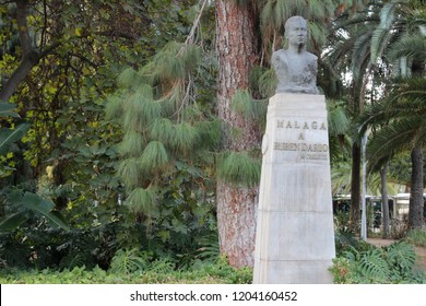 MALAGA, SPAIN - OCTOBER 8 2018 : Sculpture By The Nicaraguan Writer Rubén Dario In Malaga