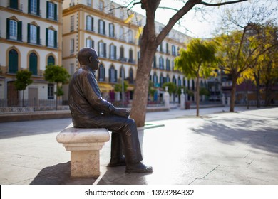 Malaga (Spain). Pablo Picasso Bronze Statue in Plaza de la Merced, Malaga city. 