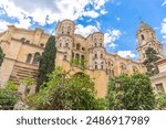 Malaga, Spain, view of the Renaissance architectures of the Malaga Cathedral (or Santa Iglesia Catedral Basílica de la Encarnación)