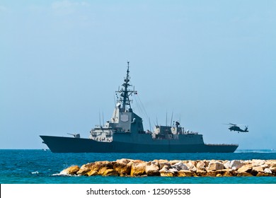 MALAGA, SPAIN-MAY 28: Frigate F-101 Alvaro de Bazan taking part in an exhibition on the day of the spanish army forces on May 28, 2011, in Malaga, Spain