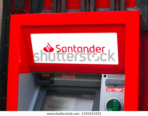 Malagaspain 03212019 Red Atm Machine Spanish Stock Photo Edit Now 1345613435