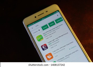 Malang East Java Indonesia 24 May 2019, Virtual Private Network (VPN) Icon Application On Playstore Android